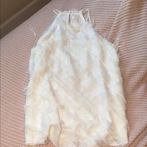 TCEC Ivory Feather-Trim Halter Shell